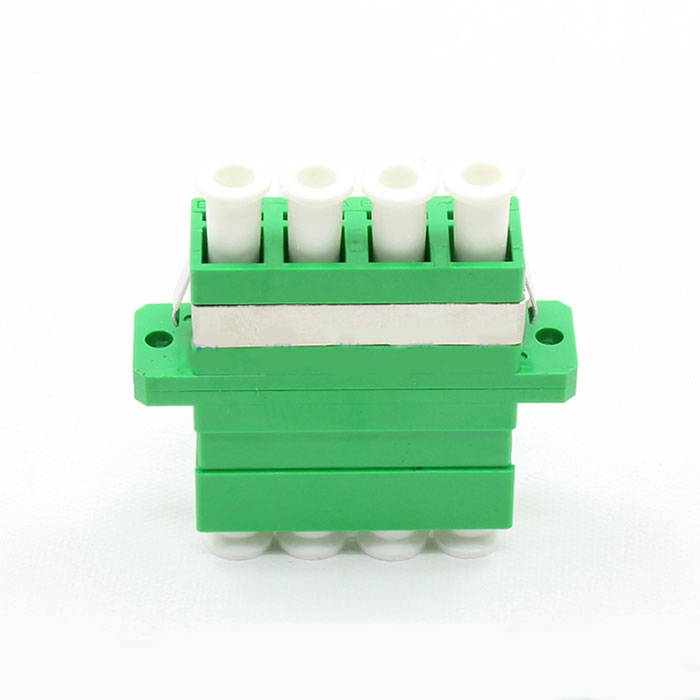 LC APC Connector Four Core Plastic Green Fiber Optic Adapter